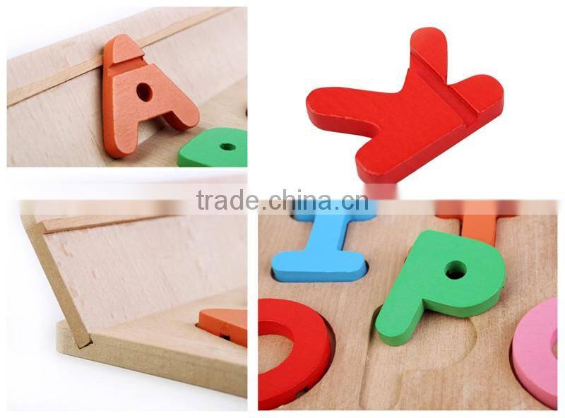 High quality wood toy alphabet learning puzzle for preschool children