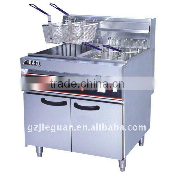 stainless steel Electric Fryer (2-tank&2-basket) with Cabinet (DF-885)