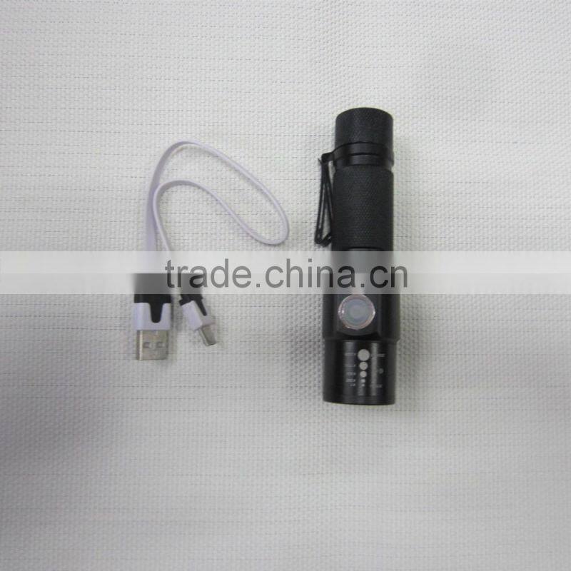 Multifunction 3 Modes Rechargeable Zoom Flashlight Torch Light