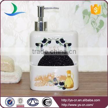 Bathroom square olive branch pattern ceramic foam soap dispenser