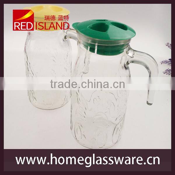 large glass water bottle with lid, juice bottle