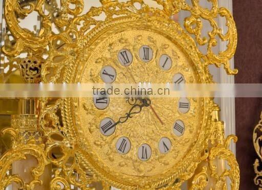 European Copper Grandfather Floor Clock, Metal Pendulum Chiming Clock, Home Decoration Art Clock