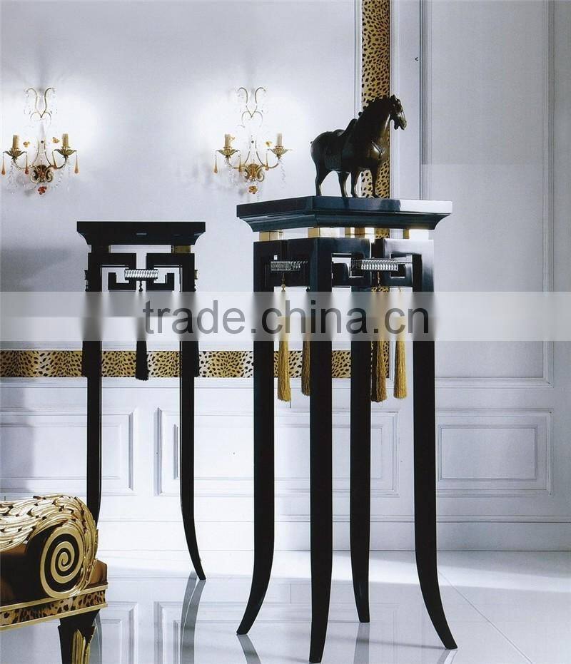 Neo-classical Contemporary Square Gold Leaf and Crystal Decorated Flower Stand