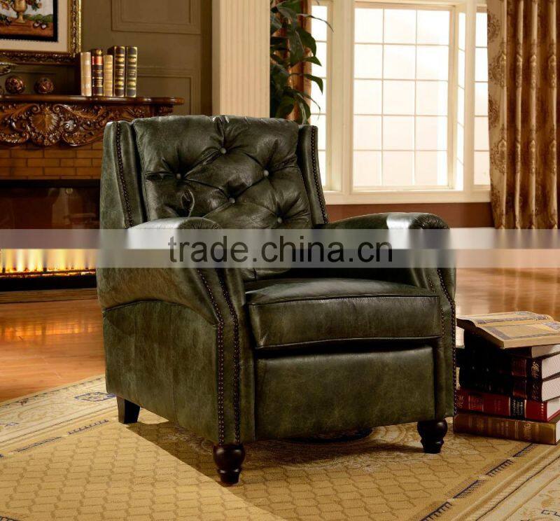 Traditional American Replica Chesterfield Genuine Leather Sofa With Cushion