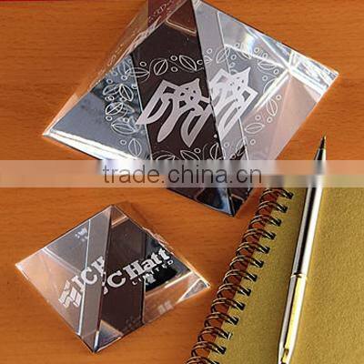 pyramid crystal paperweight with custom engraving