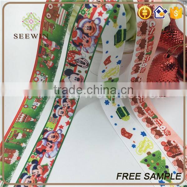 wired printed christmas gift ribbon