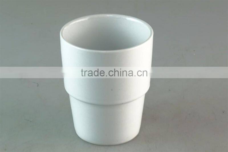 Cheap stocked whitel round ceramic cup without handle