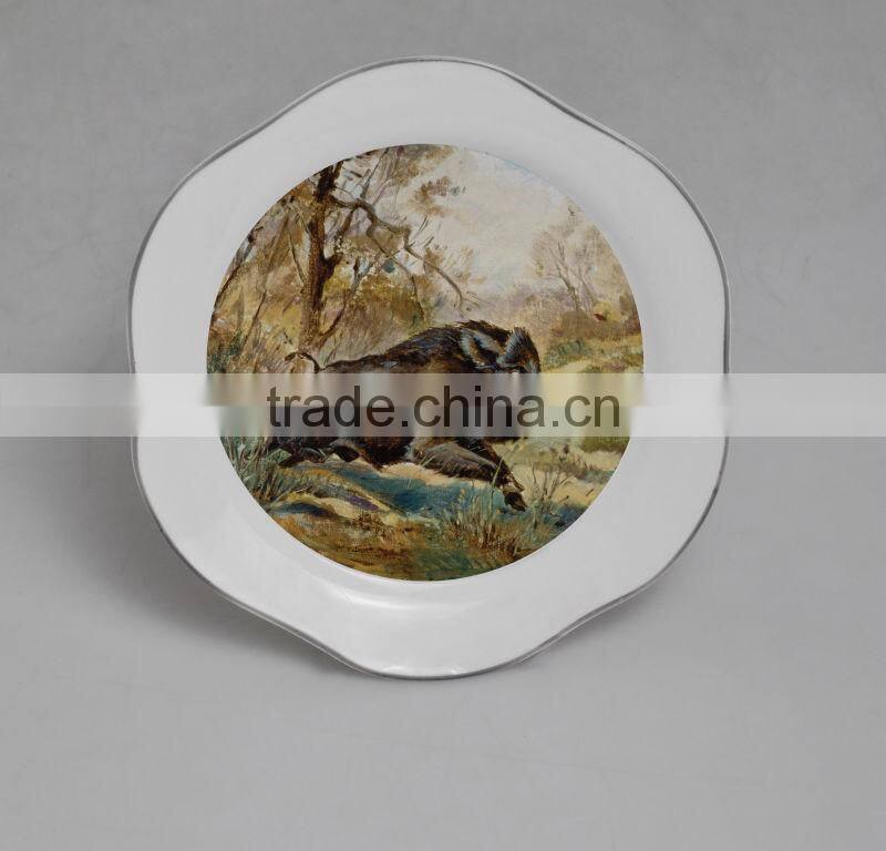 8.25 inch Porcelain Plate with Decal for Decoration