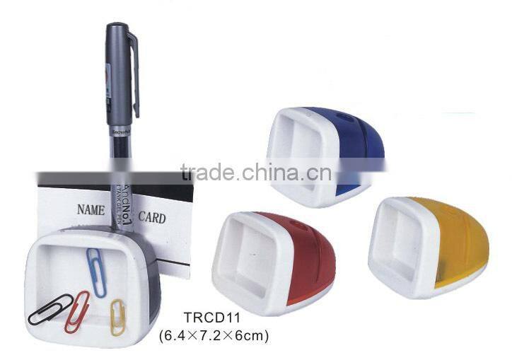 Plastic cube shape pen & memo pad holder with clip dispenser