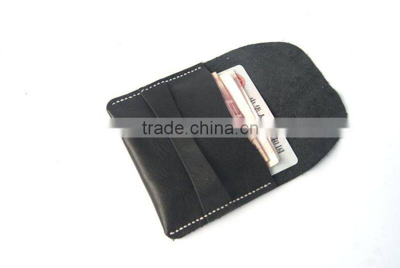 Customize Genuine Leather RFID Blocking Card Holder Cash Pocket Portable Wallet Retro Style