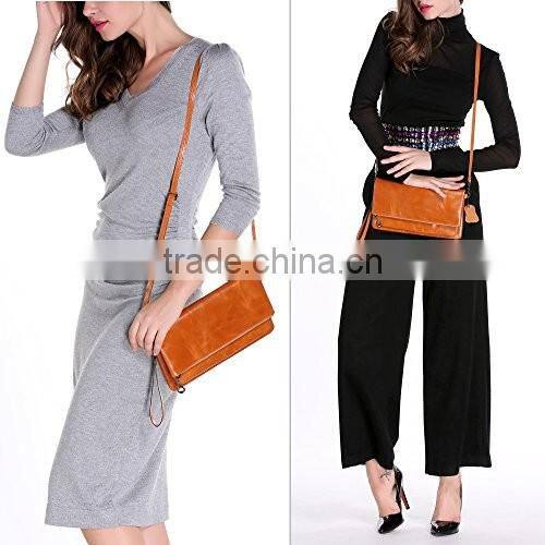 Womens Genuine Leather Clutch Handbags Purse with Strap Crossbody Messenger Bag for Women