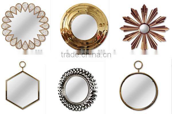 304 Polishing Electroplating Gold Stainless Steel Mirror Frame with Convex mirror Manufacturer Decorative Wall Mirror Wholesale