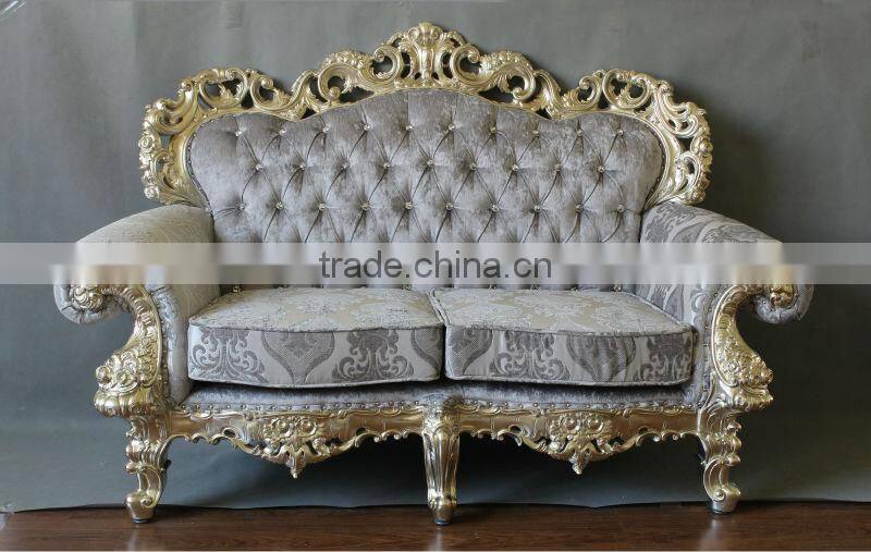 Silver leaf European style classical sofa