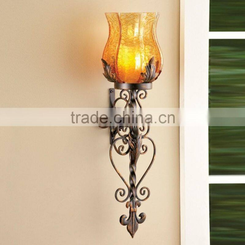 Glass Wall Sconce Candle Holder Iron Craft For Home Decoration
