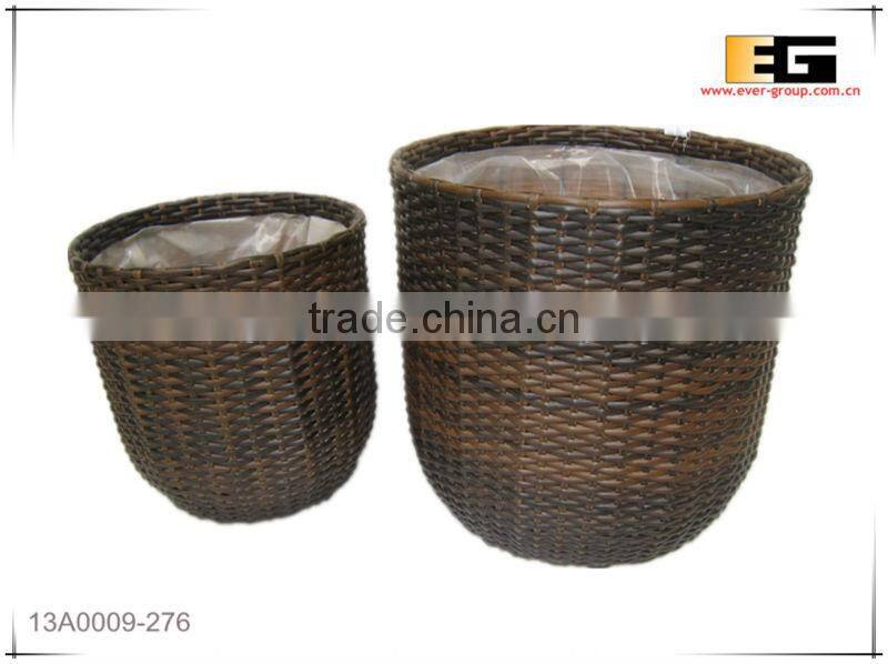 PE/plastic rattan with liner flower baskets
