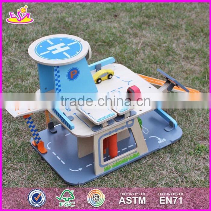 2017 new products children parking toy wooden toy garage set W04B048