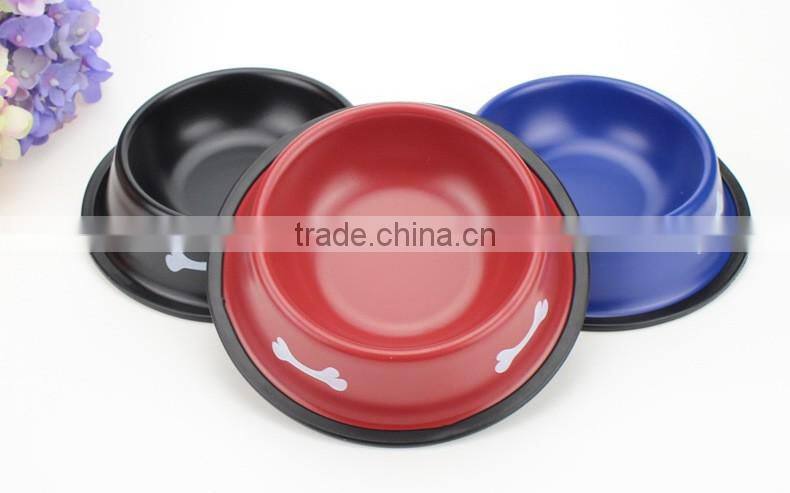 Pet Bowls & Feeder Type Stainless Steel Anti Skid Dog Bowl with bone design