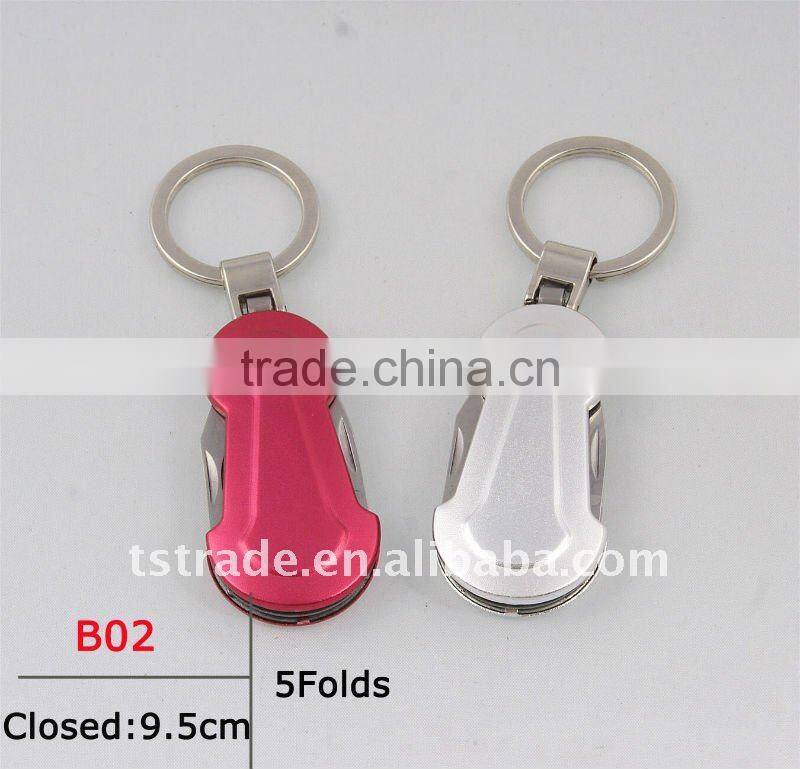 2014 Mini multi aluminium oxide LED mental gift keychain knife tool B02