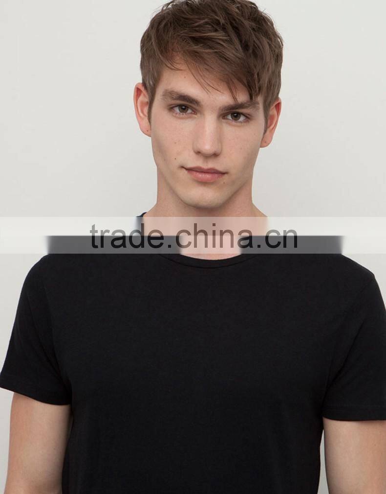 100% Cotton t-Shirt blank t shirts slim fit plain men tee black t-shirt