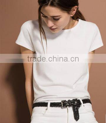 2016 New Fashion Summer Cotton Women Blank O-neck Short Sleeve T Shirts