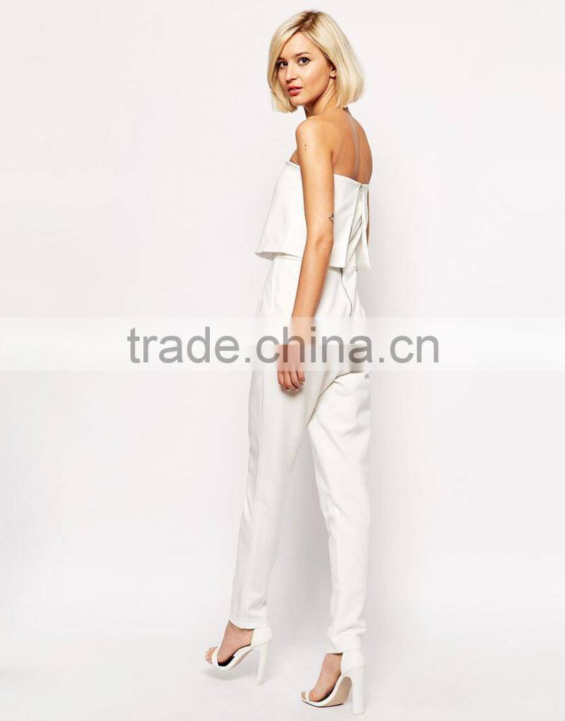 2015 fashionable hot sale OEM customized Bandeau Split Back Cropped Jumpsuit