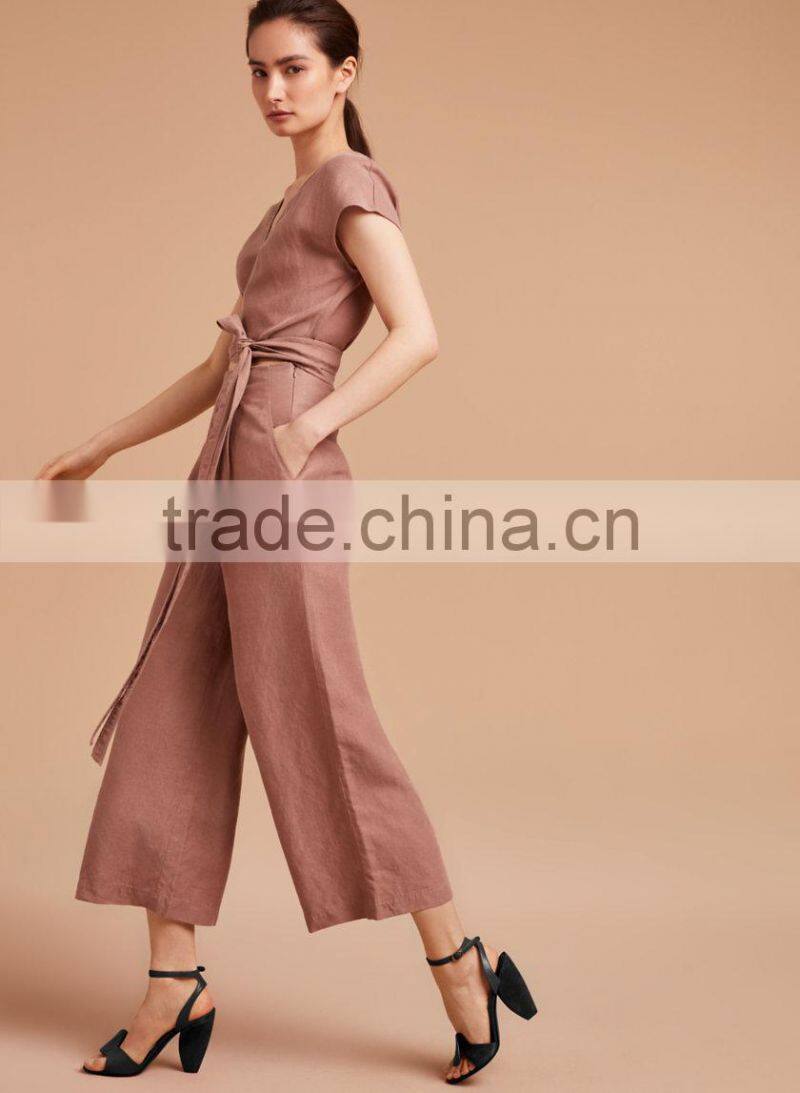 Women jumpsuit manufactuer hot sale women sexy design self-tie straps jumpsuits