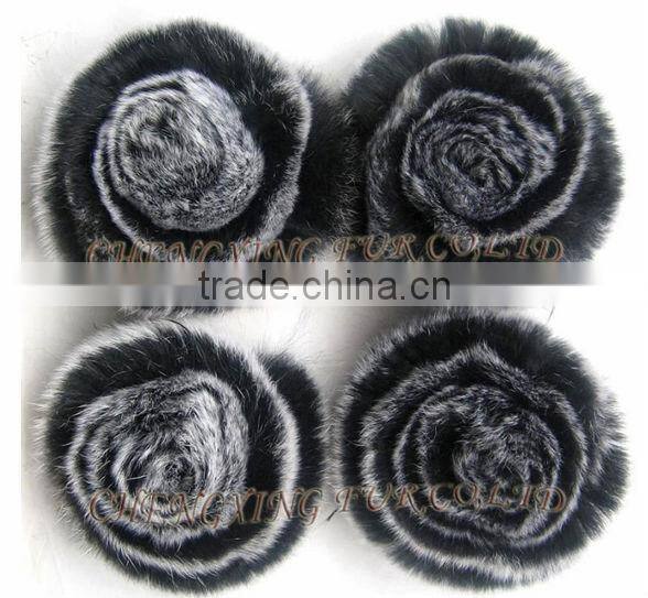 CX-A-36 Coat Decoration Genuine Rex Rabbit Fur Flower Brooch Pin