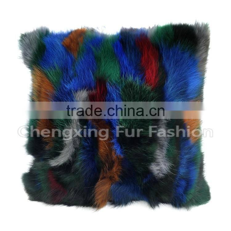 CX-D-55 Home Decoration Pillow Patchwork Real Fox Fur Cushion & Pillow Cover