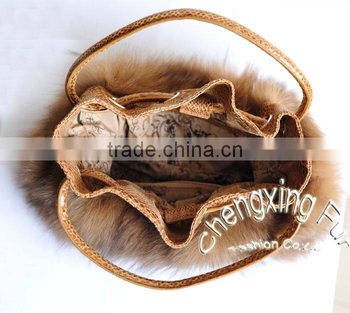 CX-H-27A Good Quality Wholesale Price Genuine Fox Fur Handbag