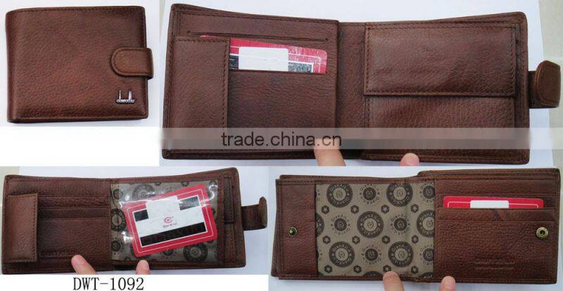 Fashion coffee cowhide skin real leather purse wallet men