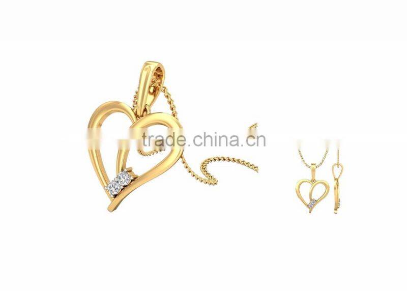 Gold Plated Unique Small Solitaire Heart Pendant