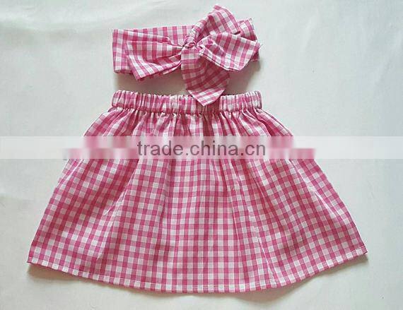 Wholesale children's boutique clothing girls palid skirt match headband cotton skirts