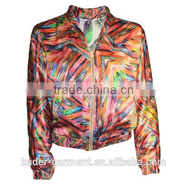 2015 Trendy Color Sublimation Jacket Zipper Up Jacket for Women