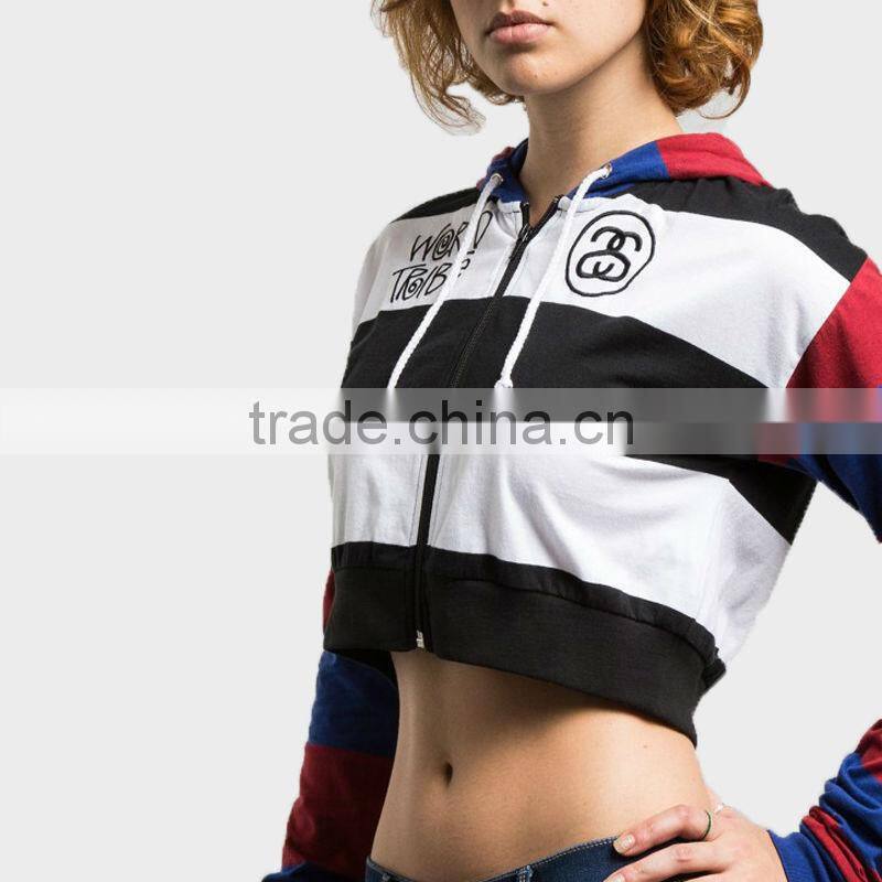 women stripe hoddies sexy sportswear
