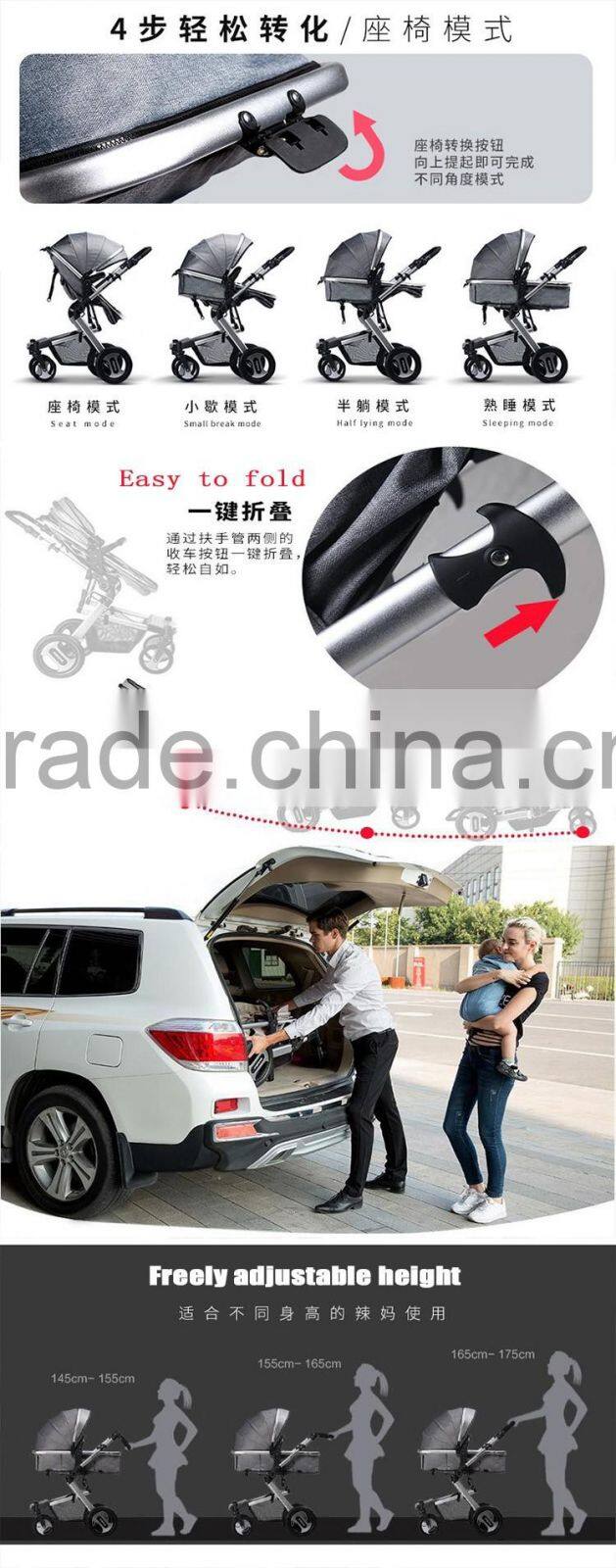 Sliding baby carriage / baby prams luxury baby carriage 3 in 1 / strong kids baby stroller on sale