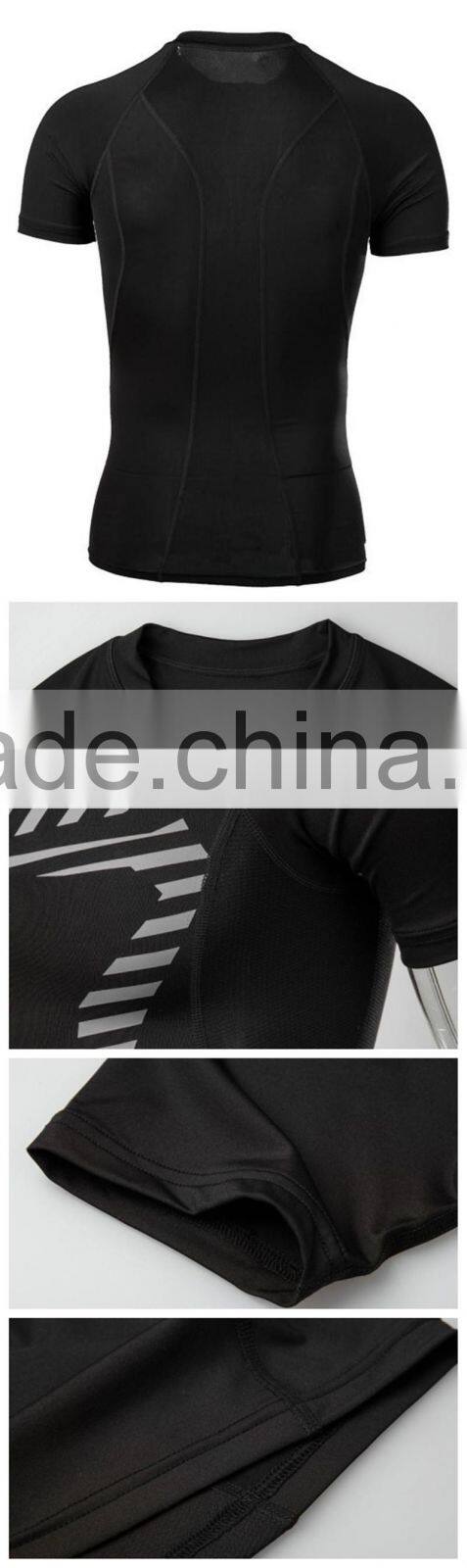 Polyester Gym Mens Spider Print Slim Fit Quick Dry Short Sleeve Blank Training T Shirt