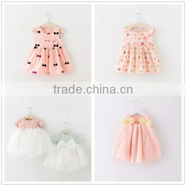 wholesale lovely Princess girl dress spring autumn latest bowknot designs 2016 baby dress new