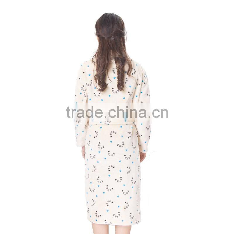Factory wholesale stock coral fleece bathrobe for women