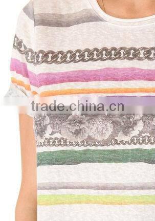 fashion ladies printed top blouse 70%poly 30%cotton