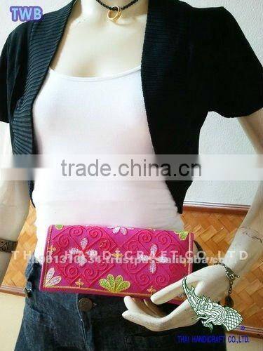 Thai embroidery wallet Purse Clutch Checkbook cotton bag