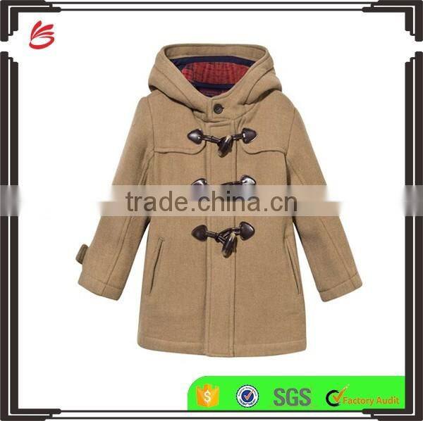 Winter Cotton Coat Hooded Parka Girl Clothing Kids with Hook Buttons Fastening