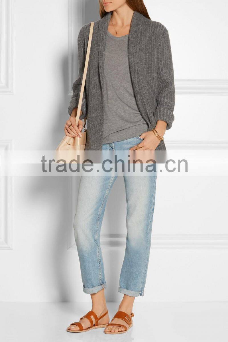 Ladies 2017 new style classic design Ribbed long Knitted Sweater cashmere oversized cardigan
