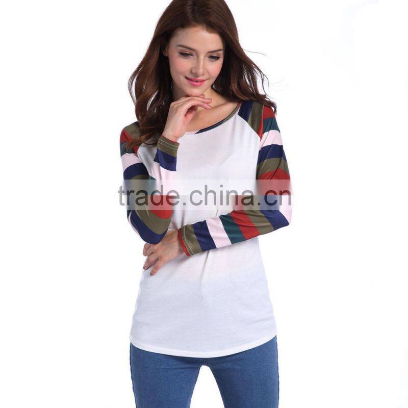 Fashion Patchwork Knit Autumn Long Sleeve Blouse Manufacture Wholesale Women Fashion Apparel 2017