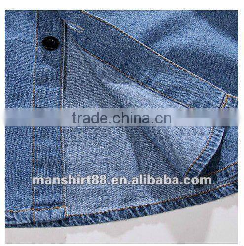 latest man's 100% cotton denim cowboy long sleeve casual shirt
