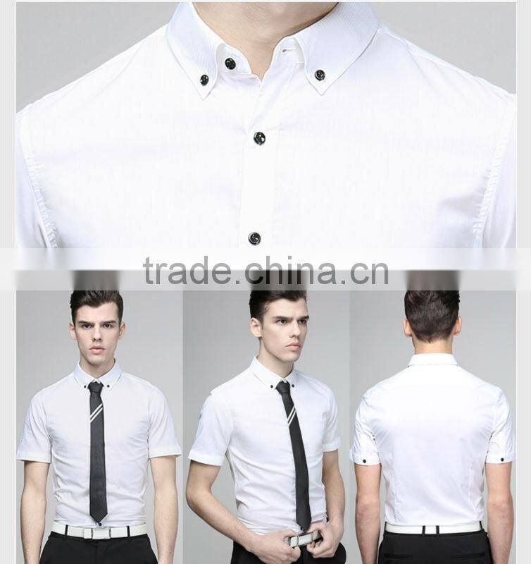 Slim black color short sleeve ,small collar cotton men shirts
