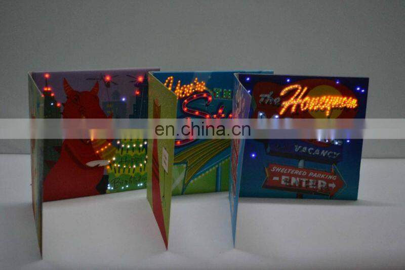 Hot selling LED Lighting Up Paper Greeting Cards With Fiber Optic