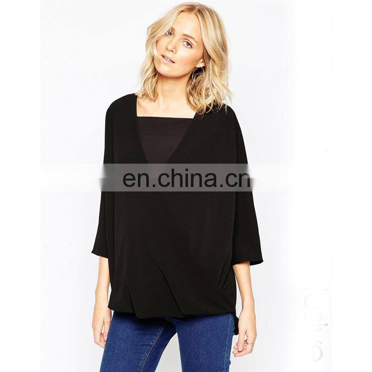 Wrap Front Woven Top Wholesale Blank Maternity T Shirts