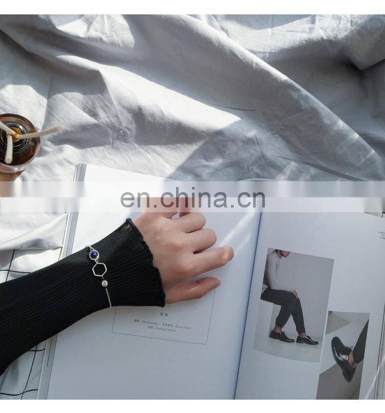 Retro Marble Gemstone Geometric Metal Bracelet