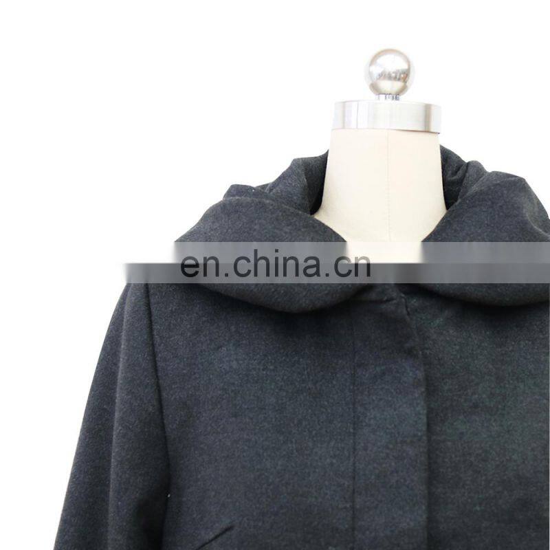 women winter warm turn-down collar long woolen trench coat