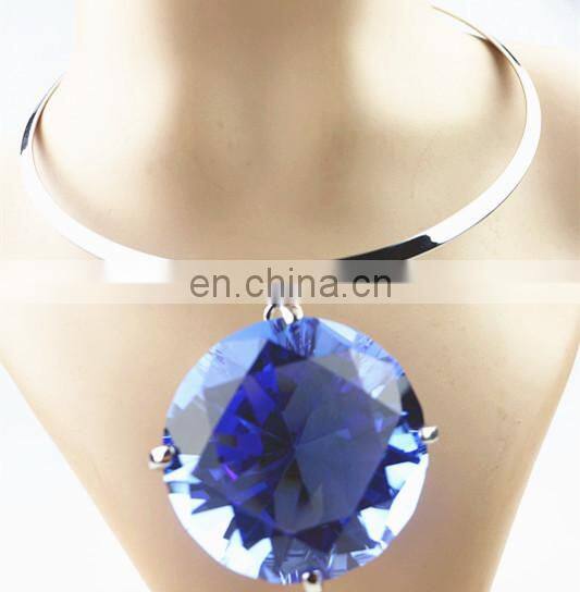 Geometric shape of the original color of the tiger stone pendant long necklace for ladies